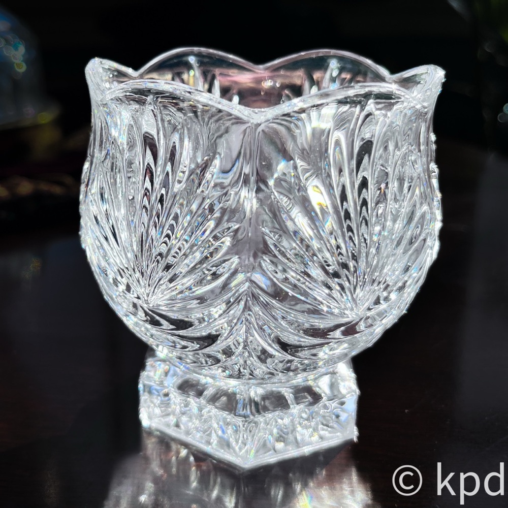 1960s Mid-Century Crystal Clear Industries Carolyn Crystal Votive Candle Holder